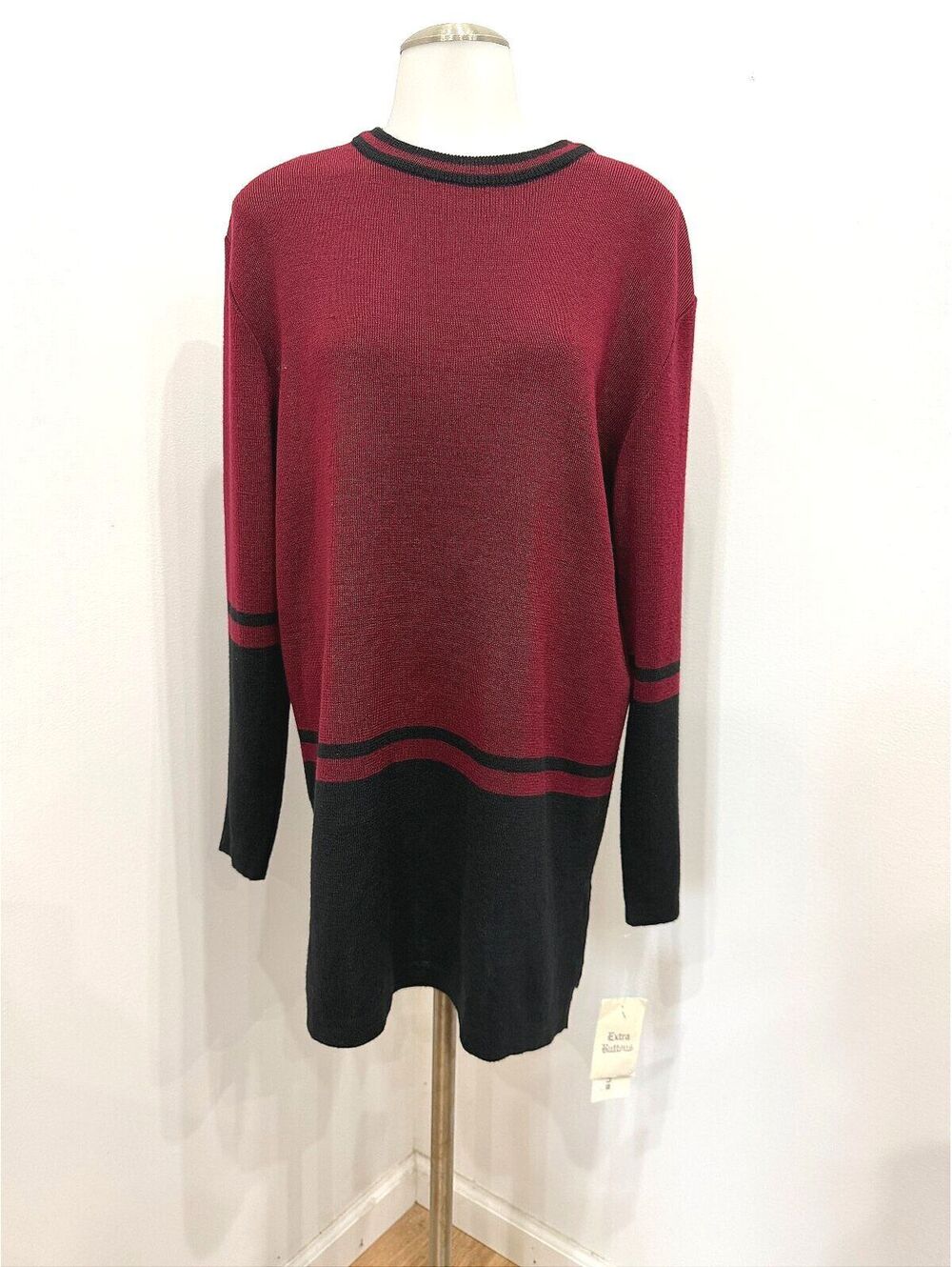 NWT Liz Claiborne Women's Long Sleeve Colorblock Sweater Dress Size L Wool